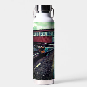 Train under the bridge water bottle