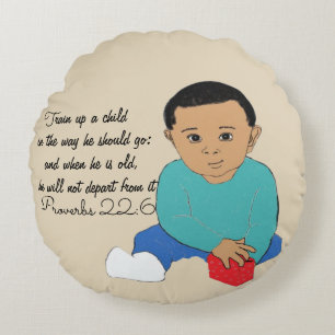 Train up a child in the way he should go round cushion