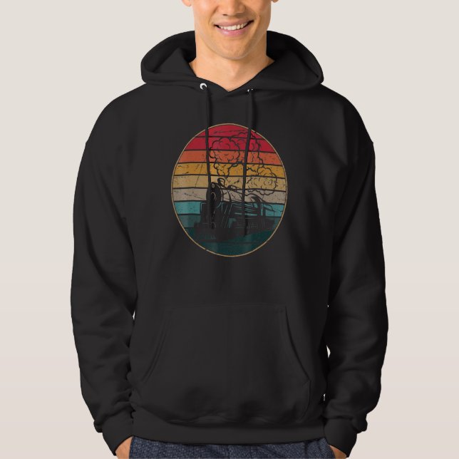 Train Vintage Distressed Retro Engineer Engine Con Hoodie (Front)