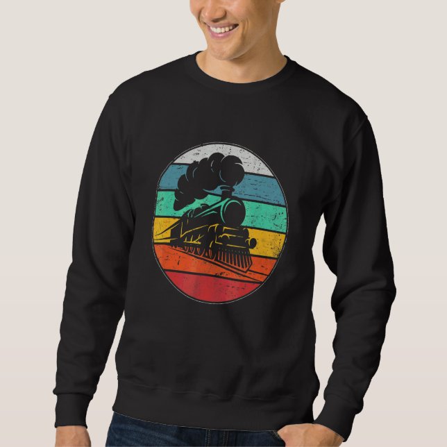 Train Vintage Distressed Retro Engineer Engine Con Sweatshirt (Front)
