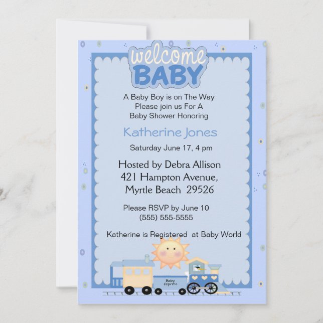 Train Welcome Baby Shower Invitation (Front)