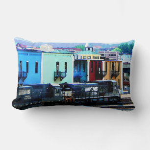 Train with Two Locomotives Roanoke, VA Lumbar Cushion