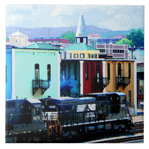 Train with Two Locomotives Roanoke, VA Tile