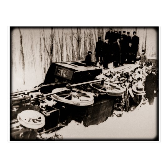 Train Wreck at Harbour Beach Michigan Postcard