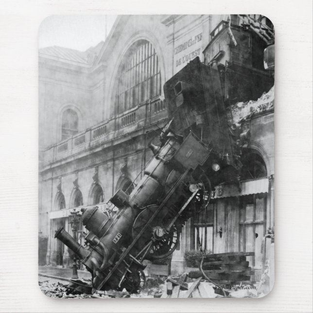 Train Wreck at Montparnasse 1895 Mouse Pad (Front)