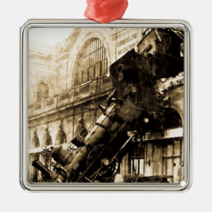 Train Wreck at Montparnasse 1895 Vintage Metal Tree Decoration