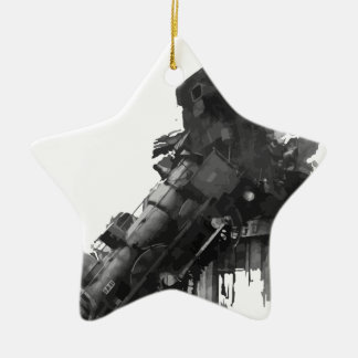 train-wreck ceramic ornament