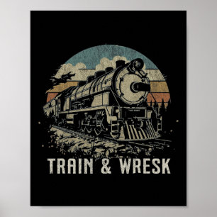 Train Wreck - Trump For Men Women Vintage Tee Poster