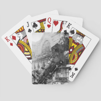 Train Wreck! Vintage Steam Locomotive Crash Playing Cards