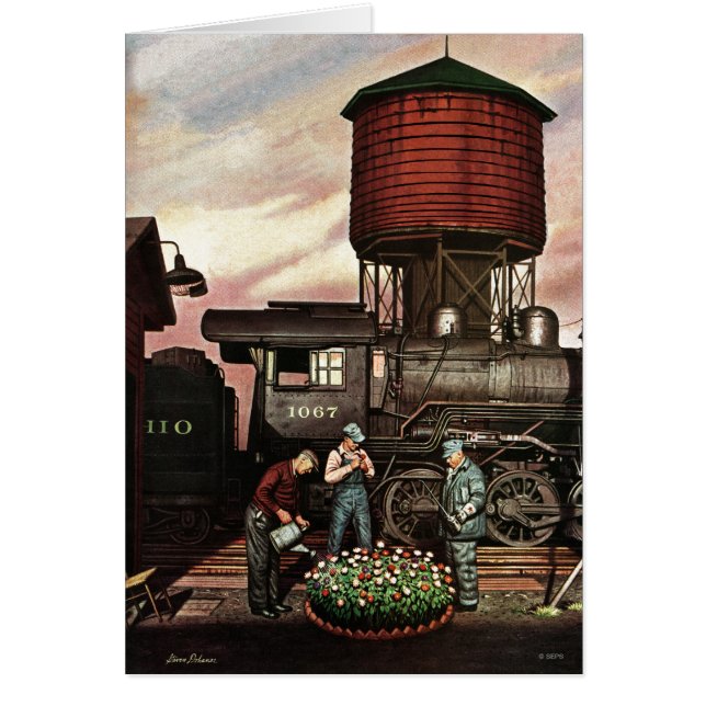 Train Yard Flower Garden by Stevan Dohanos (Front)