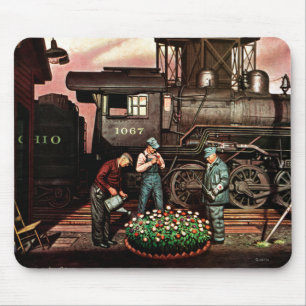 Train Yard Flower Garden by Stevan Dohanos Mouse Pad