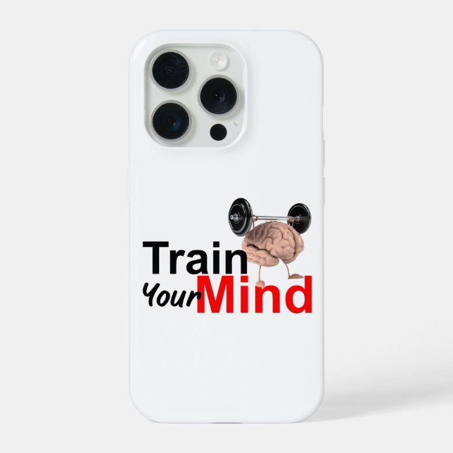 Train Your Mind Motivational Brain Workout Design iPhone Case (Back)