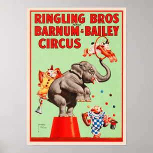 TRAINED ANIMALS Ringling Bros Barnum Bailey Circus Poster