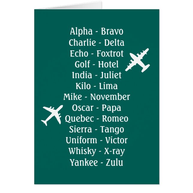 Trainee Pilot Phonetic Aviation Airplane Alphabet (Front)