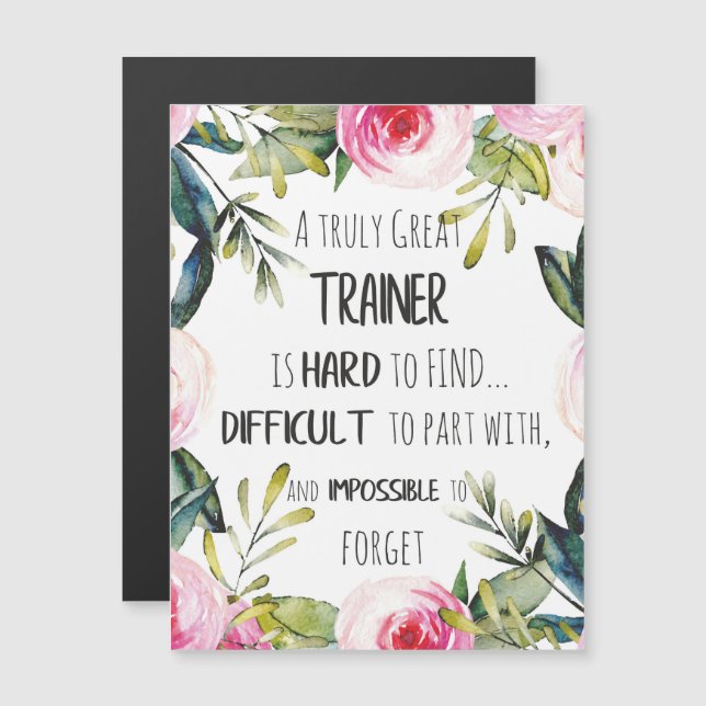 Trainer appreciation Quote Thank you grateful (Front/Back)