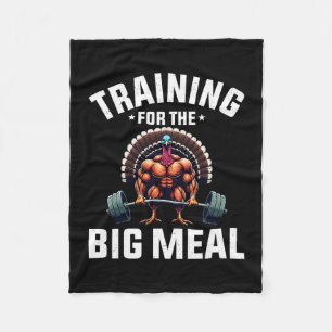 Training For The Big Meal Funny Turkey Workout Tha Fleece Blanket