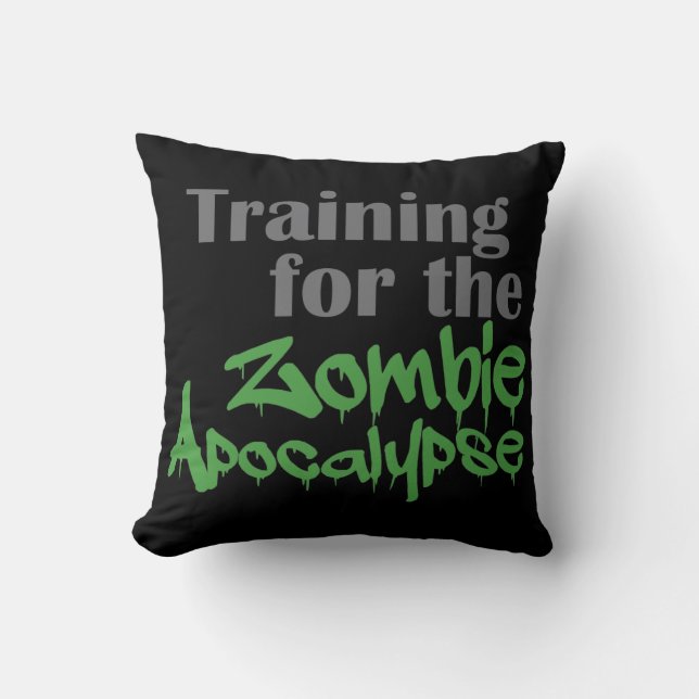 Training For The Zombie Apocalypse Funny Workout Cushion (Front)