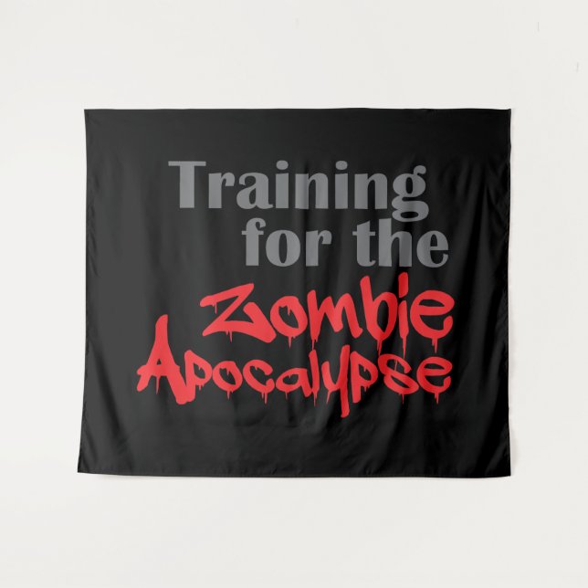 Training For The Zombie Apocalypse Funny Workout Tapestry (Front (Horizontal))
