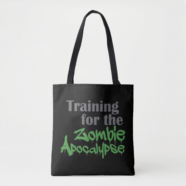 Training For The Zombie Apocalypse Funny Workout Tote Bag (Front)