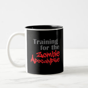 Training For The Zombie Apocalypse Funny Workout Two-Tone Coffee Mug