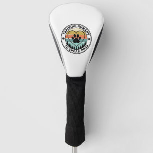 Training Humans to Speak Dogs Vintage Paw Badge_1 Golf Head Cover