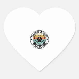 Training Humans to Speak Dogs Vintage Paw Badge_1 Heart Sticker