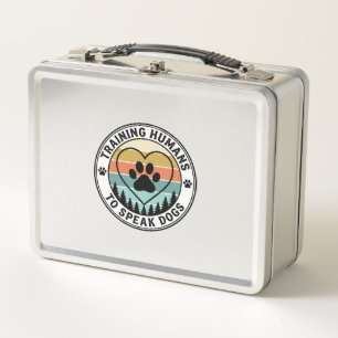 Training Humans to Speak Dogs Vintage Paw Badge_1 Metal Lunch Box