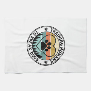 Training Humans to Speak Dogs Vintage Paw Badge_1 Tea Towel