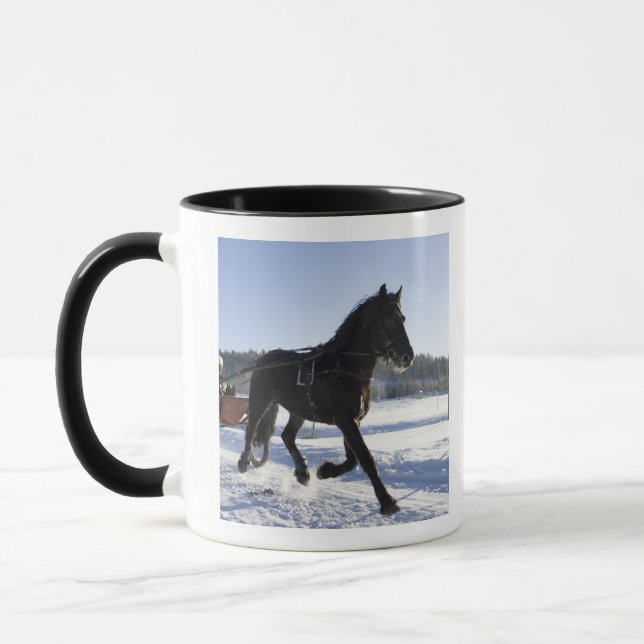 Training of horses in a wintry landscape, mug (Left)