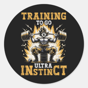 Training To Go Ultra Instinct Gym Weightlifting Di Classic Round Sticker