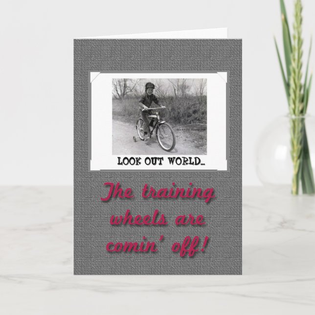 Training Wheels Funny Retro Graduation Card (Front)