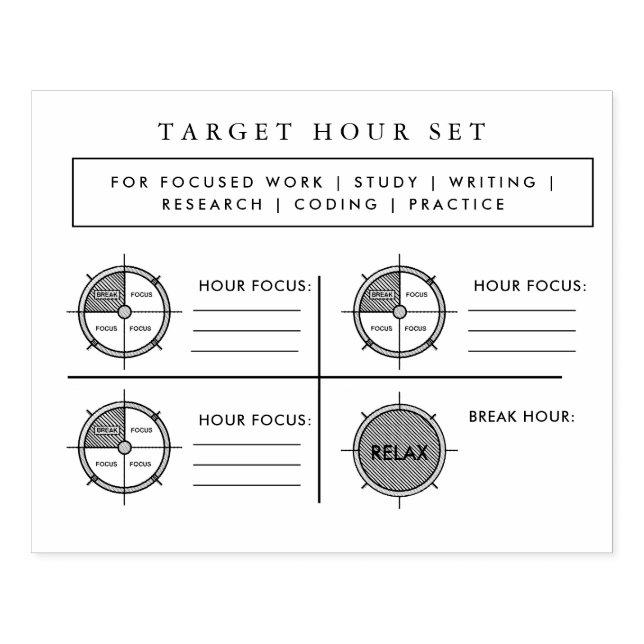 Training Your Focus | Target Hour Set Rubber Stamp (Imprint)