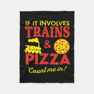 Trains And Pizza Fun Autism Awareness  Fleece Blanket