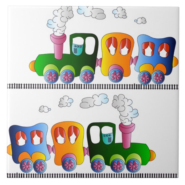 Trains Ceramic Tile (Front)