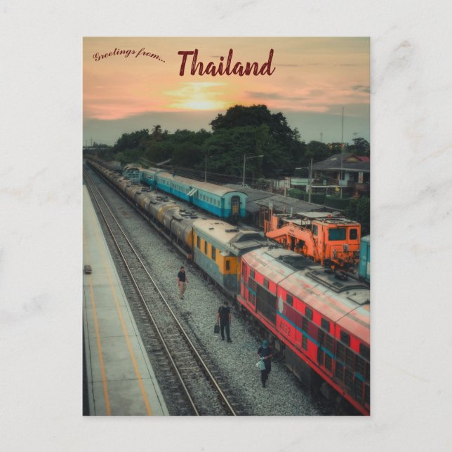 Trains in Chachoengsao Thailand Postcard (Front)