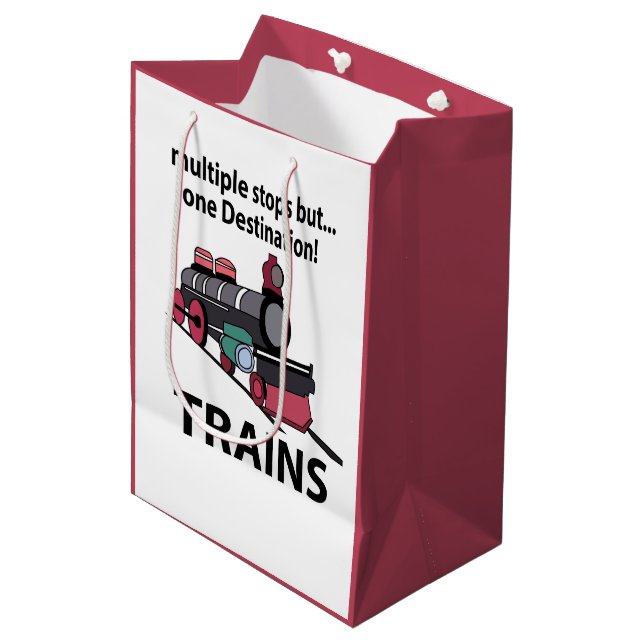 Trains Multiple Stops But One Destination Trains Medium Gift Bag (Front Angled)