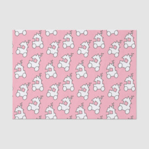 Trains on Coral Pink Tissue Paper