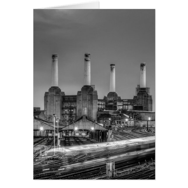 Trains pass Battersea Power Station, London (Front)