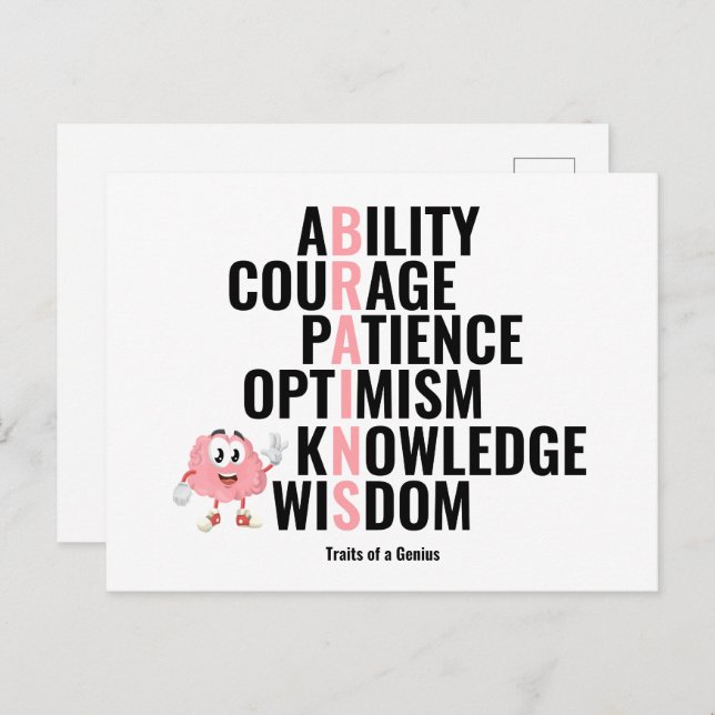 Traits of a Genius Postcard (Front/Back)