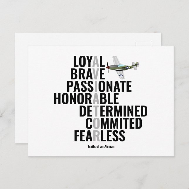 Traits of an Airman Postcard (Front/Back)