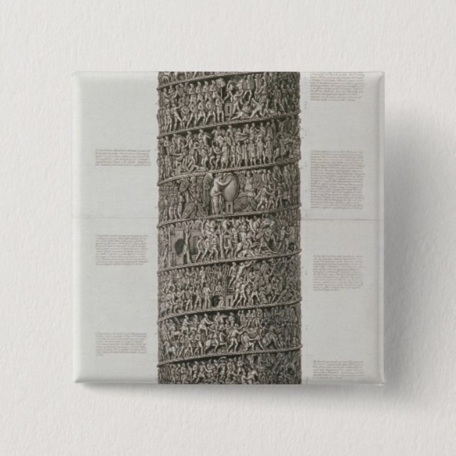 Trajan's Column (engraving) 15 Cm Square Badge (Front)