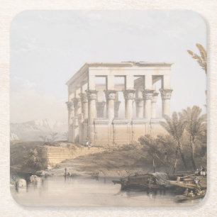 Trajan's Kiosk, hypaethral Temple at Philae Egypt Square Paper Coaster