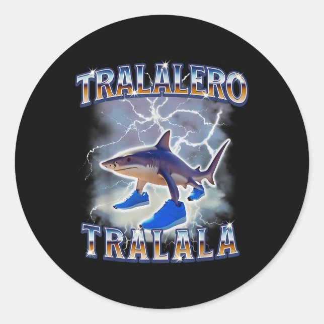Tralalero Tralala Funny Shark Meme Bootleg  Classic Round Sticker (Front)