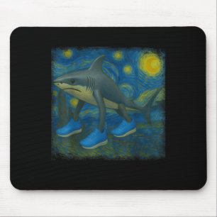 Tralalero Tralala Funny Shark Van Gogh Starry Nigh Mouse Pad