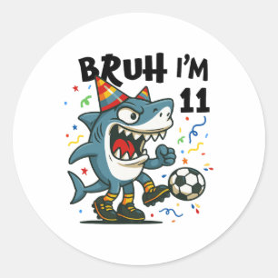Tralalero Tralala Italian Brainrot Boy Soccer 11th Classic Round Sticker