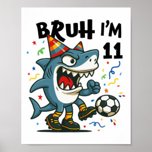 Tralalero Tralala Italian Brainrot Boy Soccer 11th Poster