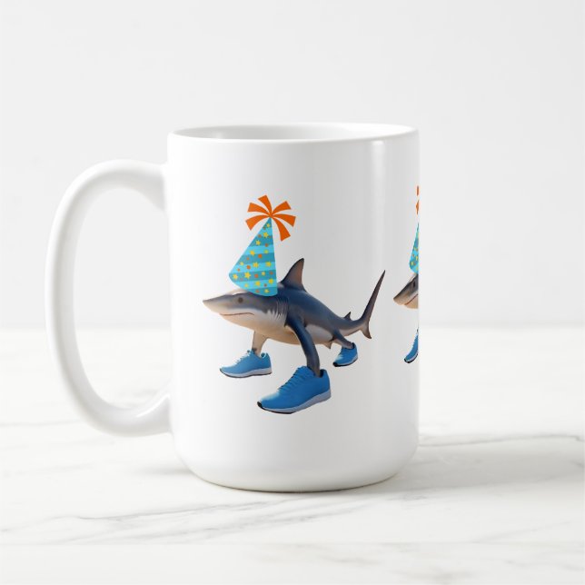 Tralalero Tralala Shark Birthday Hat Coffee Mug (Left)