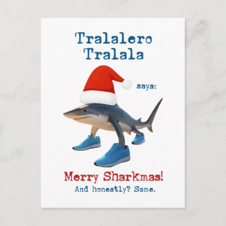 Tralalero Tralala Shark in Santa Hat Holiday Postcard
