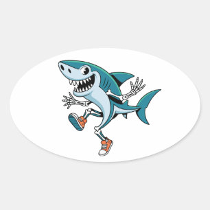 Tralalero Tralala SkeleBoo Halloween Design Oval Sticker