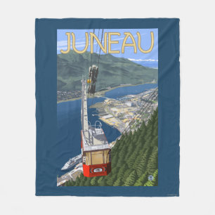 Tram over Juneau, Alaska Vintage Travel Poster Fleece Blanket